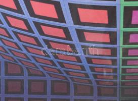 Victor Vasarely (1908-1997): Op-art kompozíció. Computer print, papír, utólagos jelzéssel. 73x57 cm