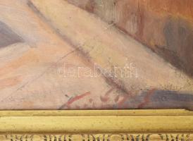 Olvashatatlan jelzéssel: Pismány, Szentendre. Olaj, karton, sérült. Dekoratív fakeretben, 46,5×33 cm