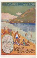 Dunakanyar - Budapest környéke: Szabad időnket töltsük a szabadban! Magyar Királyi Államvasutak Art Deco turisztikai reklámlapja s: Andor L. (fl)