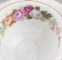 Rosenthal 4 darab virágmintás csésze alátéttel, jelzett, egyik csésze sérült, egyik pótolt