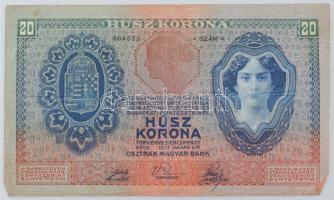 1907. 20K "2194 064573" T:F kis folt /  Hungary 1907. 20 Korona "2194 064573" C:F small spot Adamo K16