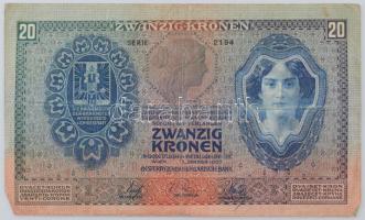 1907. 20K "2194 064573" T:F kis folt / 
Hungary 1907. 20 Korona "2194 064573" C...