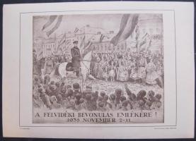1938 Prenoszil Sándor: A felvidéki bevonulás emlékére  hátoldalon szignált ofszetnyomat 48x34 cm