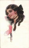 Italian art postcard, Cherry lady, Erkal No. 333/1. s: Usabal
