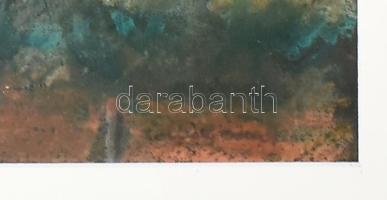 Borbély Béla (194?-2019): Egri reggel. Zsírkréta, papír, jelezve jobbra lent, hátoldalán autográf fe...