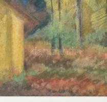 Borbély Béla (194?-2019): Zsuzsanna lak, Parád. Zsírkréta, papír, jelezve jobbra lent, hátoldalán au...