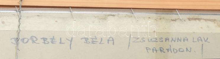Borbély Béla (194?-2019): Zsuzsanna lak, Parád. Zsírkréta, papír, jelezve jobbra lent, hátoldalán au...
