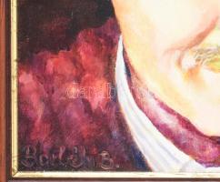 Borbély Béla (194?-2019):Berecz András Kossuth-díjas énekes arcképe. Olaj, farost, jelezve balra len...