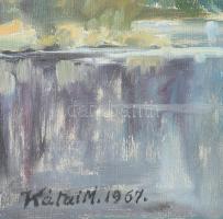 id. Kátai Mihály (1906-1983): Csónakázók, olaj, vászon, jelzett, sérült, 50×70 cm