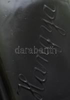 Hangya antik háromszögletű zöld italos üveg, kis kopással, m: 21,5 cm