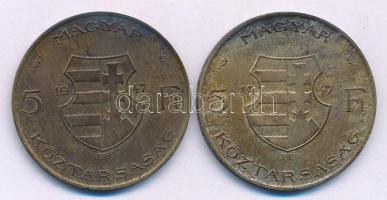 1947. 5Ft "Kossuth" Ag (2x) T:VF,F patina Adamo F8.1