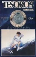 Mexikó 1985. 100P Ag "Labdarúgó Világbajnokság 1986. - Mexikó" "Tesoros del mundial" karton díszlapon T:UNC Mexico 1985. 100 Pesos Ag "Football World Cup 1986. - Mexico" on "Tesoros del mundial" cardboard C:UNC Krause KM#499