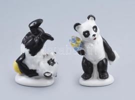 2 darab panda porcelán figura, jelzett, hibátlan, m: 7 cm