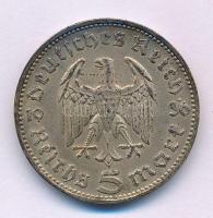 Német Harmadik Birodalom 1936J 5M Ag "Hindenburg" T:XF patina German Third Reich 1936J 5 R...