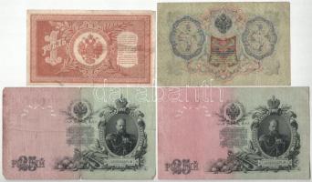 Orosz Birodalom 1898-1905. 7db vegyes bankjegy, közte 1909-1912. (1910) 100R Szign.: Konshin T:F,VG ...