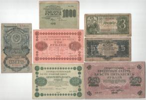 Orosz Birodalom / Szovjetunió 1917-1934. 7db klf bankjegy, közte 1917. 250R. Szign.: Shipov T:F,VG Russian Empire / Soviet Union 1917-1934. 7pcs of diff banknotes, with 1917. 250 Rubles. Szign.: Shipov C:F,VG