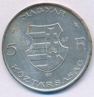 1947. 5Ft Ag "Kossuth" T:AU,XF kis patina Adamo F8.1