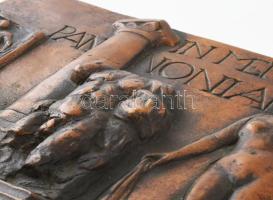 Kincses Mária (1926-1988): In memoriam Pannoniae. 1978, bronz, jelzett, 20,5x29,5 cm