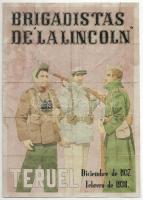 Spanyolország / Alcaniz 10xklf élelmiszerjegy ívben, háborús propaganda plakát hátuljára nyomtatva. ...