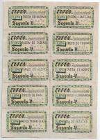 Spanyolország / Sagunto - Valencia 10xklf élelmiszerjegy ívben, plakát hátuljára nyomtatva. Feltehetőleg az 1970-es években készültek. T:AU,XF folt Spain / Sagunto - Valencia 10xdiff ration coupons in block, printed on back of a poster. Presumably they were made in the 1970s. C:AU,XF spotted