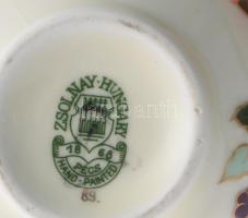 Zsolnay pillangó mintás váza, jelzett, kézzel festett, hibátlan, m: 11,5 cm