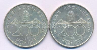 1994. 200Ft Ag "Deák" (2x) T:AU,XF patina Adamo F13.1