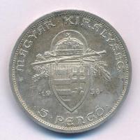 1938. 5P Ag "Szent István" T:AU patina Adamo P8.1