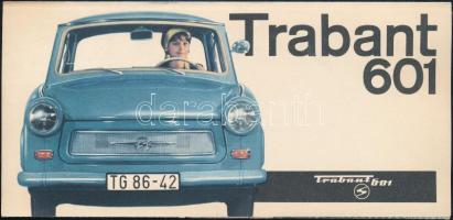 1964 Trabant 601, színes képekkel illusztrált, magyar nyelvű ismertető prospektus, kihajtva: 28,5x20 cm