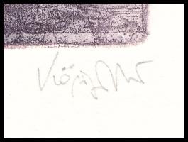 König (Kőnig) Róbert (1951-2014): Pálma (cím nélkül). Rézkarc, papír, jelzett, 9,5x7 cm