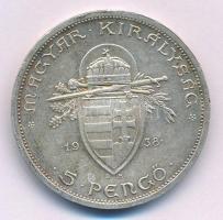 1938. 5P Ag "Szent István" T:AU patina, ph. Adamo P8.1
