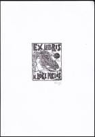 König (Kőnig) Róbert (1951-2014): Ex libris Dr. Lőke Miklós. Klisényomat, papír, jelzett, 8x6,5 cm