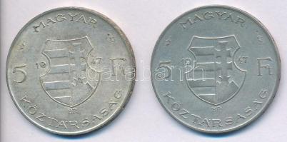 1947. 5Ft "Kossuth" Ag (2x) T:AU,XF patina Adamo F8.1