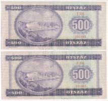1975. 500Ft (2x) sorszámkövetők "E 356 131461 - E 356 131462" nyomdai festékfoltokkal T:XF...