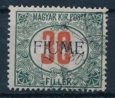 Fiume 1918 Pirosszámú portó 30f M. II. felülnyomás, Bodor vizsgálójellel (100.000)