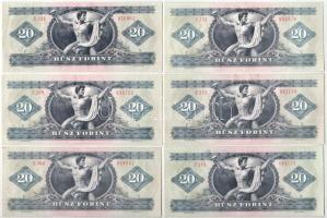 1980. 20Ft (6x) T:VF,F szép papír Hungary 1980. 20 Forint (6x) C:VF,F fine paper Adamo F17