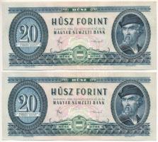 1980. 20Ft (2x) sorszámkövetők "C 276 036343 - C 276 036344" T:AU Hungary 1980. 20 Forint ...