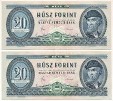 1980. 20Ft (2x) sorszámkövetők "C 243 064685 - C 243 064686" T:XF Hungary 1980. 20 Forint ...