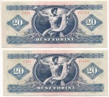 1980. 20Ft (2x) "C 378" T:F szép papír Hungary 1980. 20 Forint (2x) "C 378" C:F fine paper Adamo F17