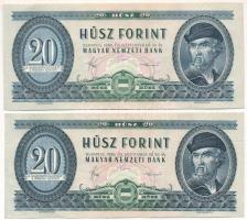 1980. 20Ft (2x) "C 378" T:F szép papír Hungary 1980. 20 Forint (2x) "C 378" C:F ...