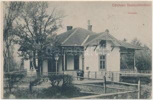 Stubnyafürdő, Túróchévíz, Stubnianske Teplice, Turcianske Teplice; vasútállomás. Hegedüs I. fényképész kiadása / railway station (fl)