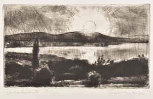 Iván Szilárd (1912-1988): Naplemente Rézkarc, papír, jelzett. 11x19 cm