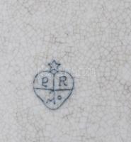 Mosdókancsó és mosdótál. Antik fajansz, puttós, virágos dekorral. A tál jelzett. Pasquale Rubati, Mi...