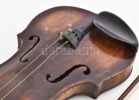 Babós Sándor Szeged hangszerkészítő mester hegedű. Sérült, hiányos, tokkal, tartozékokkal