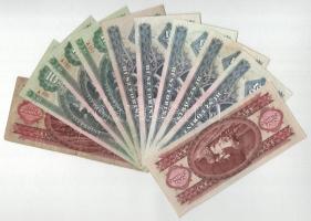 1949. 100Ft + 1962. 10Ft + 1969. 10Ft (2x) + 1975. 20Ft + 1980. 20Ft (4x) + 1980. 100Ft T:F,VG közte...