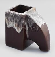 Elefántos retro kerámia váza. Mázas kerámia, kézzel festett, jelzés nélkül, hibátlan, m: 14 cm