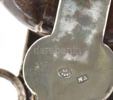 Ezüst (Ag) asztali ecet és olajos üveg tartó, szervírozó. Dianás jelzéssel, mesterjeggyel. 214g 17x2...