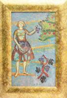 Szinte Gábor (1928-2012): Szüret, pannóterv, Kecskemét Aranyhomok (?) szálló. Tempera, papír, jelzett a hátoldalán, 45x27 cm. Dekoratív, üvegezett fakeretben.