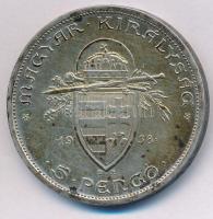 1938. 5P Ag "Szent István" T:AU,XF patina Adamo P8.1