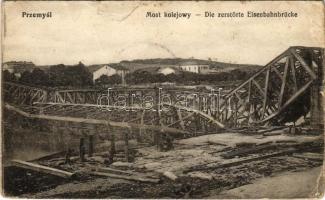 Przemysl, Most kolejowy / Die zerstörte Eisenbahnbrücke / WWI ruins of the destroyed railway bridge (b)
