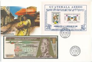 Guatemala 1988. 50c felbélyegzett borítékban, bélyegzéssel T:UNC  Guatemala 1988. 50 Centavos in envelope with stamp and cancellation C:UNC